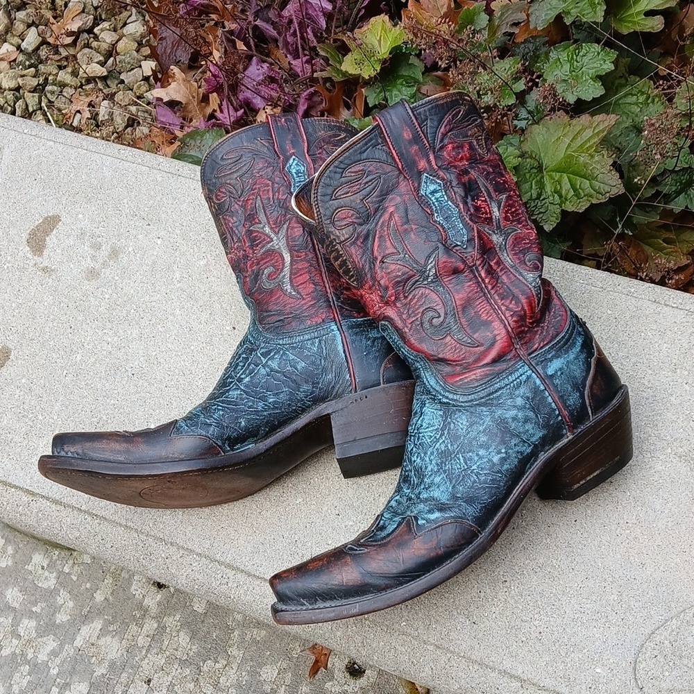 Lucchese Stonewashed Goat Cowgirl Boot Robins Egg N9320 sz 9 - Picture 6 of 16